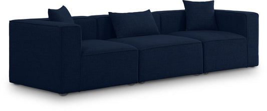 Meridian Furniture - Cube Navy Durable Linen Textured Modular Sofa - 3Pc - 630Navy-S108B veiw 1