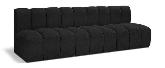 Meridian Furniture - Arc Black Boucle Fabric Modular Sofa - 3Pc - 102Black-S3F veiw 1