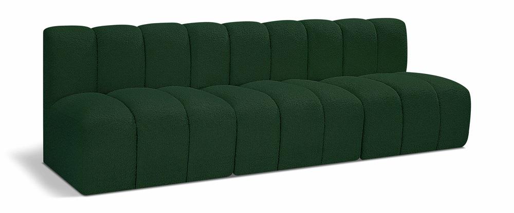 Meridian Furniture - Arc Green Boucle Fabric Modular Sofa - 3Pc - 102Green-S3F veiw 1