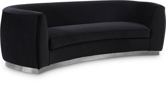 Meridian Furniture - Julian Black Velvet Sofa - 621Black-S veiw 1