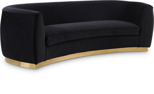 Meridian Furniture - Julian Black Velvet Sofa - 620Black-S veiw 1
