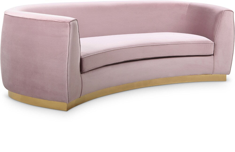 Meridian Furniture - Julian Pink Velvet Sofa - 620Pink-S veiw 1
