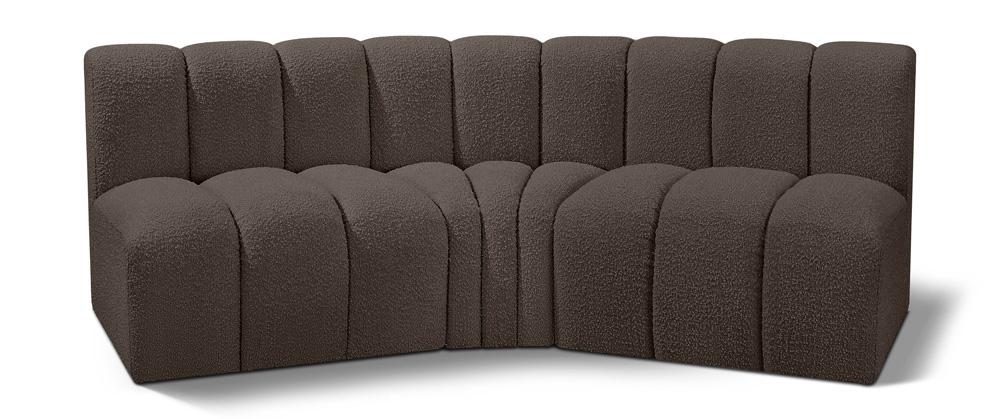 Meridian Furniture - Arc Brown Boucle Fabric Modular Sofa - 3Pc - 102Brown-S3B veiw 1