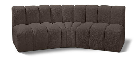 Meridian Furniture - Arc Brown Boucle Fabric Modular Sofa - 3Pc - 102Brown-S3B veiw 1