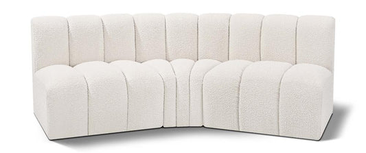 Meridian Furniture - Arc Cream Boucle Fabric Modular Sofa - 3Pc - 102Cream-S3B veiw 1