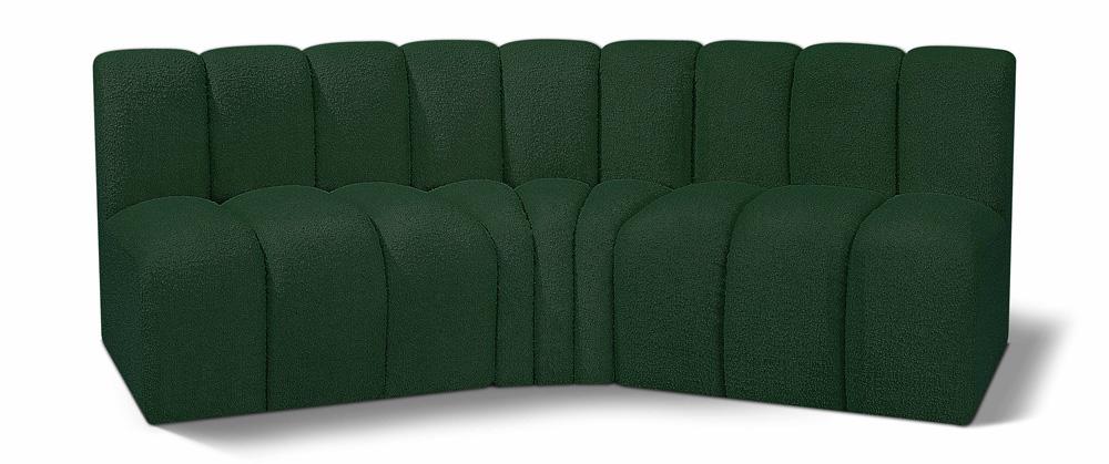 Meridian Furniture - Arc Green Boucle Fabric Modular Sofa - 3Pc - 102Green-S3B veiw 1