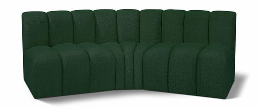 Meridian Furniture - Arc Green Boucle Fabric Modular Sofa - 3Pc - 102Green-S3B veiw 1