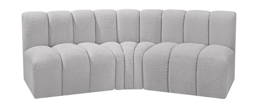 Meridian Furniture - Arc Grey Boucle Fabric Modular Sofa - 3Pc - 102Grey-S3B veiw 1