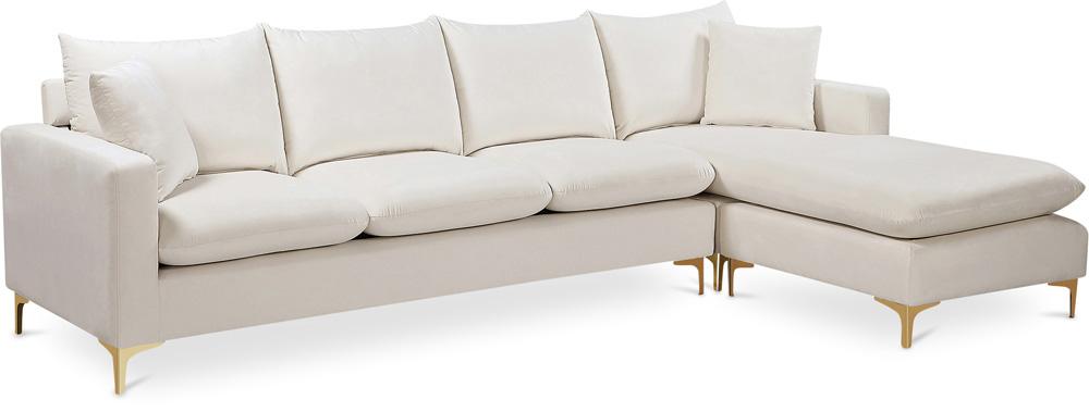 Meridian Furniture - Naomi Cream Velvet 2pc. Reversible Sectional - 636Cream-Sectional veiw 1