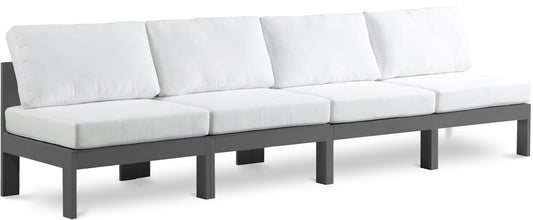 Meridian Furniture - Nizuc White Water Resistant Fabric Outdoor Patio Modular Sofa - 4Pc - 376White-S120B veiw 1