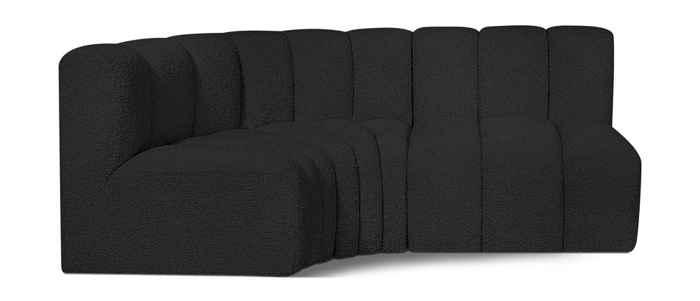 Meridian Furniture - Arc Black Boucle Fabric Modular Sofa - 3Pc - 102Black-S3A veiw 1