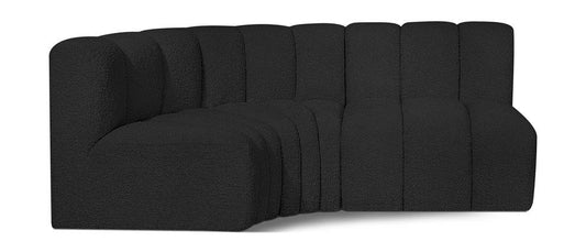 Meridian Furniture - Arc Black Boucle Fabric Modular Sofa - 3Pc - 102Black-S3A veiw 1