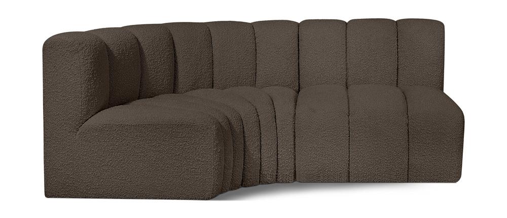 Meridian Furniture - Arc Brown Boucle Fabric Modular Sofa - 3Pc - 102Brown-S3A veiw 1