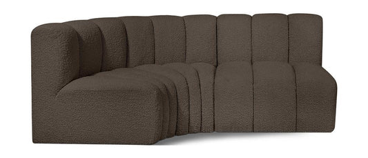 Meridian Furniture - Arc Brown Boucle Fabric Modular Sofa - 3Pc - 102Brown-S3A veiw 1