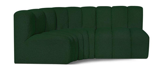 Meridian Furniture - Arc Green Boucle Fabric Modular Sofa - 3Pc - 102Green-S3A veiw 1