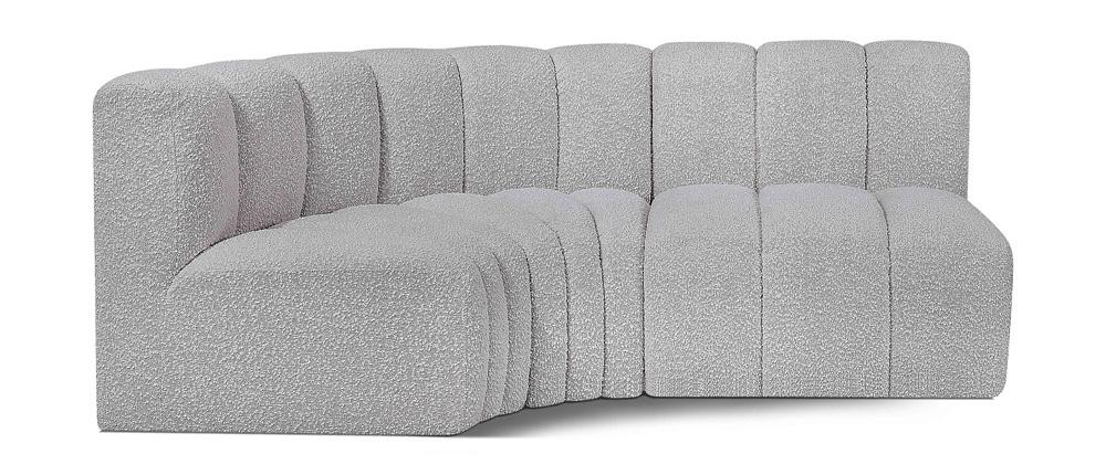 Meridian Furniture - Arc Grey Boucle Fabric Modular Sofa - 3Pc - 102Grey-S3A veiw 1