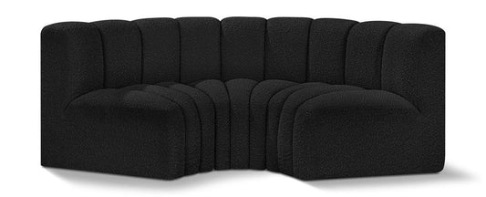 Meridian Furniture - Arc Black Boucle Fabric Modular Sofa - 3Pc - 102Black-S3C veiw 1