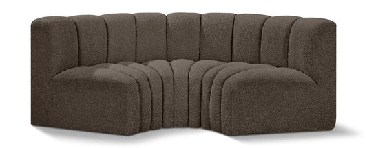 Meridian Furniture - Arc Brown Boucle Fabric Modular Sofa - 3Pc - 102Brown-S3C veiw 1