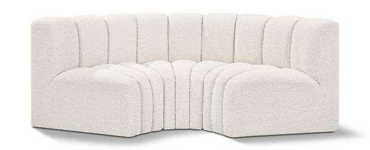 Meridian Furniture - Arc Cream Boucle Fabric Modular Sofa - 3Pc - 102Cream-S3C veiw 1