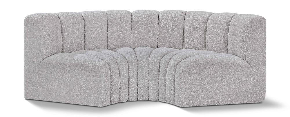 Meridian Furniture - Arc Grey Boucle Fabric Modular Sofa - 3Pc - 102Grey-S3C veiw 1