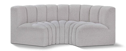Meridian Furniture - Arc Grey Boucle Fabric Modular Sofa - 3Pc - 102Grey-S3C veiw 1
