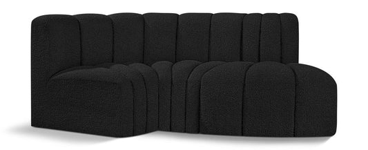 Meridian Furniture - Arc Black Boucle Fabric Modular Sofa - 3Pc - 102Black-S3D veiw 1