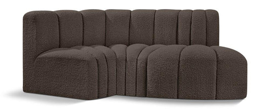 Meridian Furniture - Arc Brown Boucle Fabric Modular Sofa - 3Pc - 102Brown-S3D veiw 1