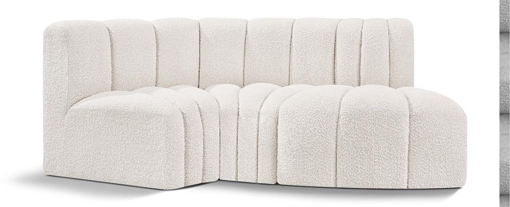 Meridian Furniture - Arc Cream Boucle Fabric Modular Sofa - 3Pc - 102Cream-S3D veiw 1