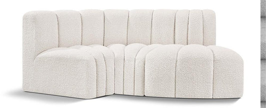 Meridian Furniture - Arc Cream Boucle Fabric Modular Sofa - 3Pc - 102Cream-S3D veiw 1