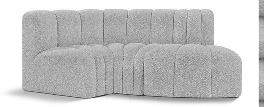 Meridian Furniture - Arc Grey Boucle Fabric Modular Sofa - 3Pc - 102Grey-S3D veiw 1