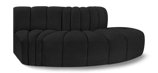 Meridian Furniture - Arc Black Boucle Fabric Modular Sofa - 3Pc - 102Black-S3E veiw 1