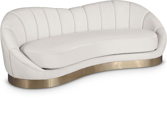 Meridian Furniture - Shelly Cream Velvet Sofa - 623Cream-S veiw 1