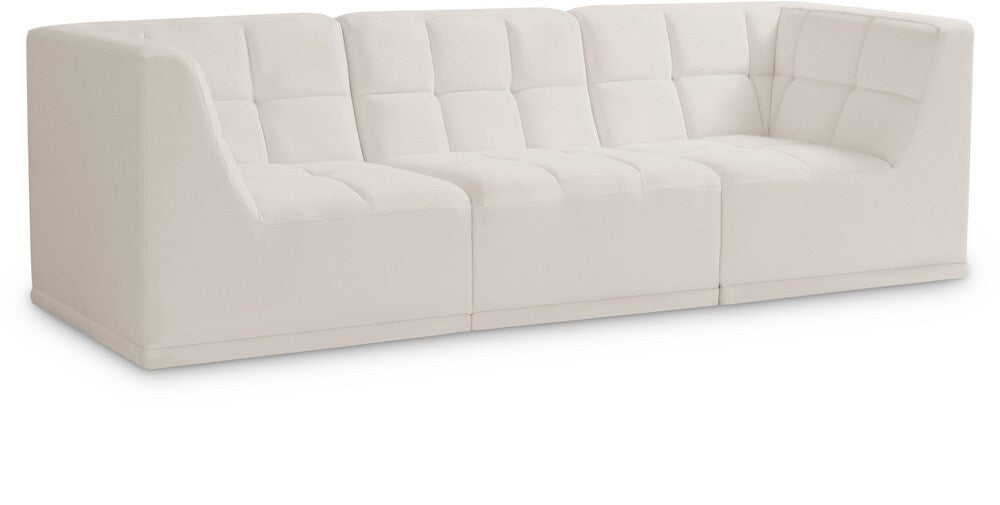 Meridian Furniture - Relax Cream Velvet Modular Sofa - 3Pc - 650Cream-S98 veiw 1