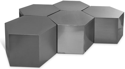Meridian Furniture - Hexagon Brushed Chrome Coffee Table - 5pc - 293-CT-5PC veiw 1