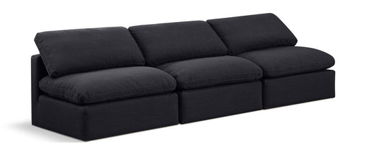 Meridian Furniture - Indulge Black Linen Textured Fabric Modular Sofa - 3Pc - 141Black-S3 veiw 1