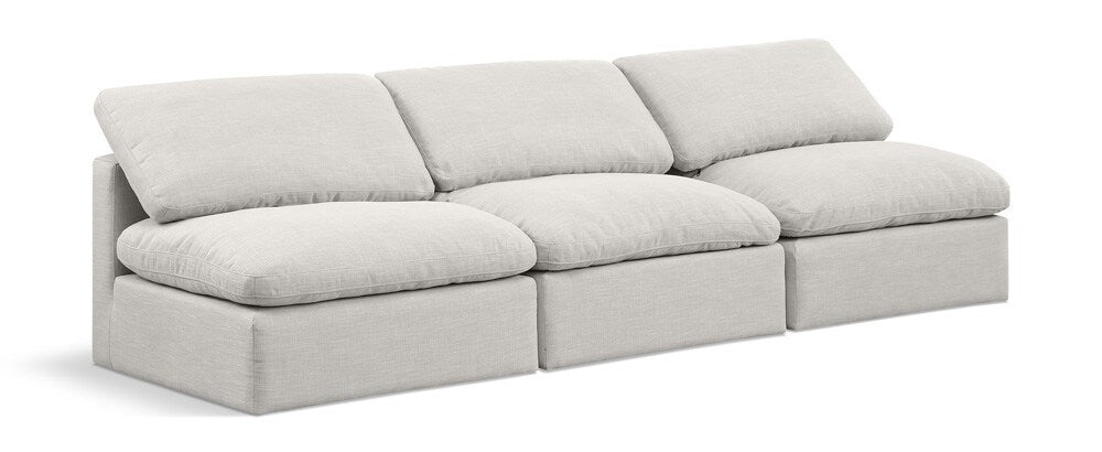 Meridian Furniture - Indulge Cream Linen Textured Fabric Modular Sofa - 3Pc - 141Cream-S3 veiw 1