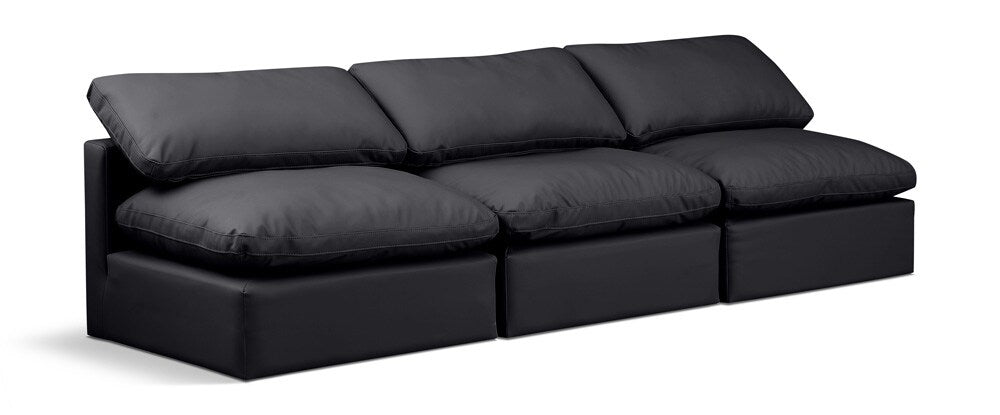 Meridian Furniture - Indulge Black Vegan Leather Modular Sofa - 3Pc - 146Black-S3 veiw 1