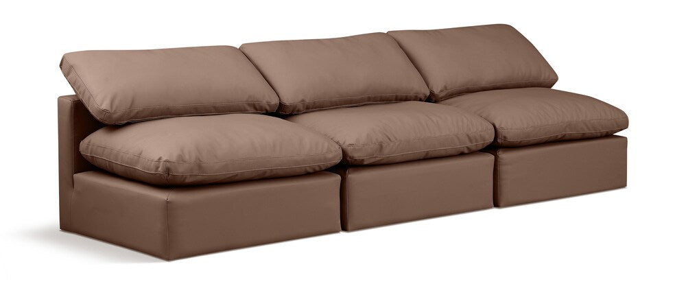 Meridian Furniture - Indulge Brown Vegan Leather Modular Sofa - 3Pc - 146Brown-S3 veiw 1