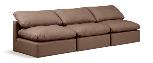 Meridian Furniture - Indulge Brown Vegan Leather Modular Sofa - 3Pc - 146Brown-S3 veiw 1
