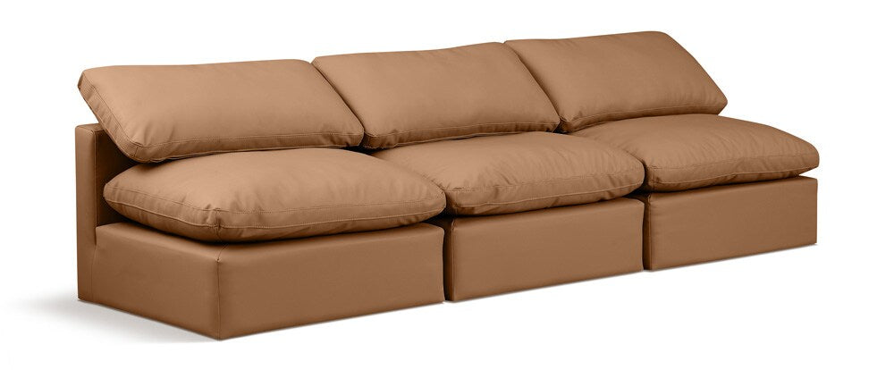 Meridian Furniture - Indulge Cognac Vegan Leather Modular Sofa - 3Pc - 146Cognac-S3 veiw 1