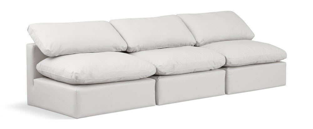 Meridian Furniture - Indulge Cream Vegan Leather Modular Sofa - 3Pc - 146Cream-S3 veiw 1