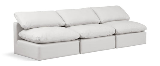 Meridian Furniture - Indulge Cream Vegan Leather Modular Sofa - 3Pc - 146Cream-S3 veiw 1
