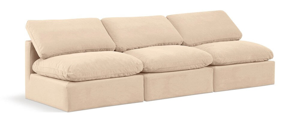 Meridian Furniture - Indulge Beige Velvet Modular Sofa - 3Pc - 147Beige-S3 veiw 1