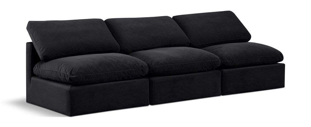 Meridian Furniture - Indulge Black Velvet Modular Sofa - 3Pc - 147Black-S3 veiw 1