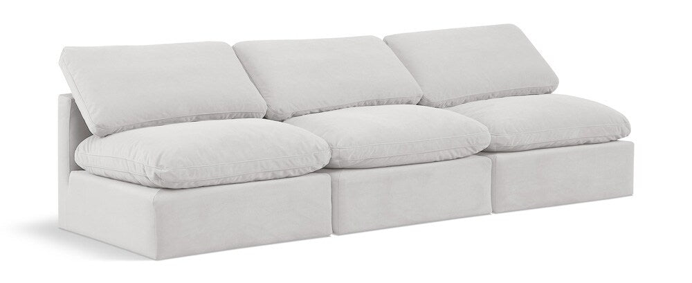 Meridian Furniture - Indulge Cream Velvet Modular Sofa - 3Pc - 147Cream-S3 veiw 1