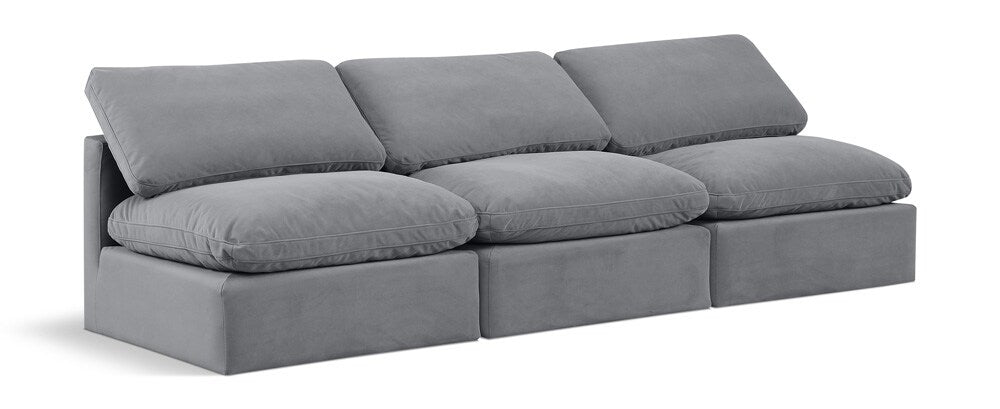 Meridian Furniture - Indulge Grey Velvet Modular Sofa - 3Pc - 147Grey-S3 veiw 1