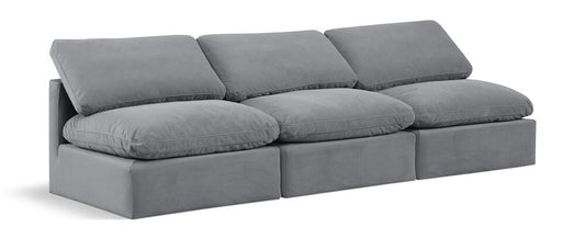 Meridian Furniture - Indulge Grey Velvet Modular Sofa - 3Pc - 147Grey-S3 veiw 1