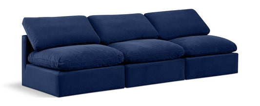 Meridian Furniture - Indulge Navy Velvet Modular Sofa - 3Pc - 147Navy-S3 veiw 1