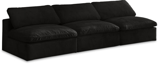 Meridian Furniture - Cozy Black Velvet Comfort Modular Armless Sofa - 3Pc - 634Black-S117 veiw 1