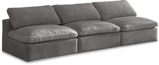 Meridian Furniture - Cozy Grey Velvet Comfort Modular Armless Sofa - 3Pc - 634Grey-S117 veiw 1